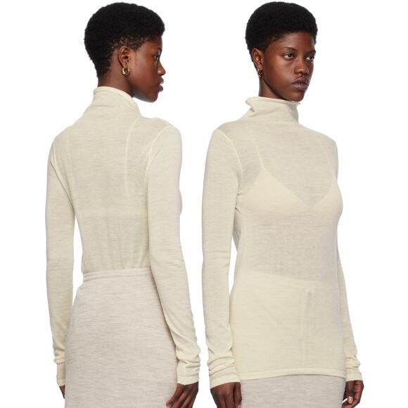 Lauren Manoogian | Baby Alpaca Turtleneck Sweater in Raw White | Sz 1/S - Picture 1 of 10